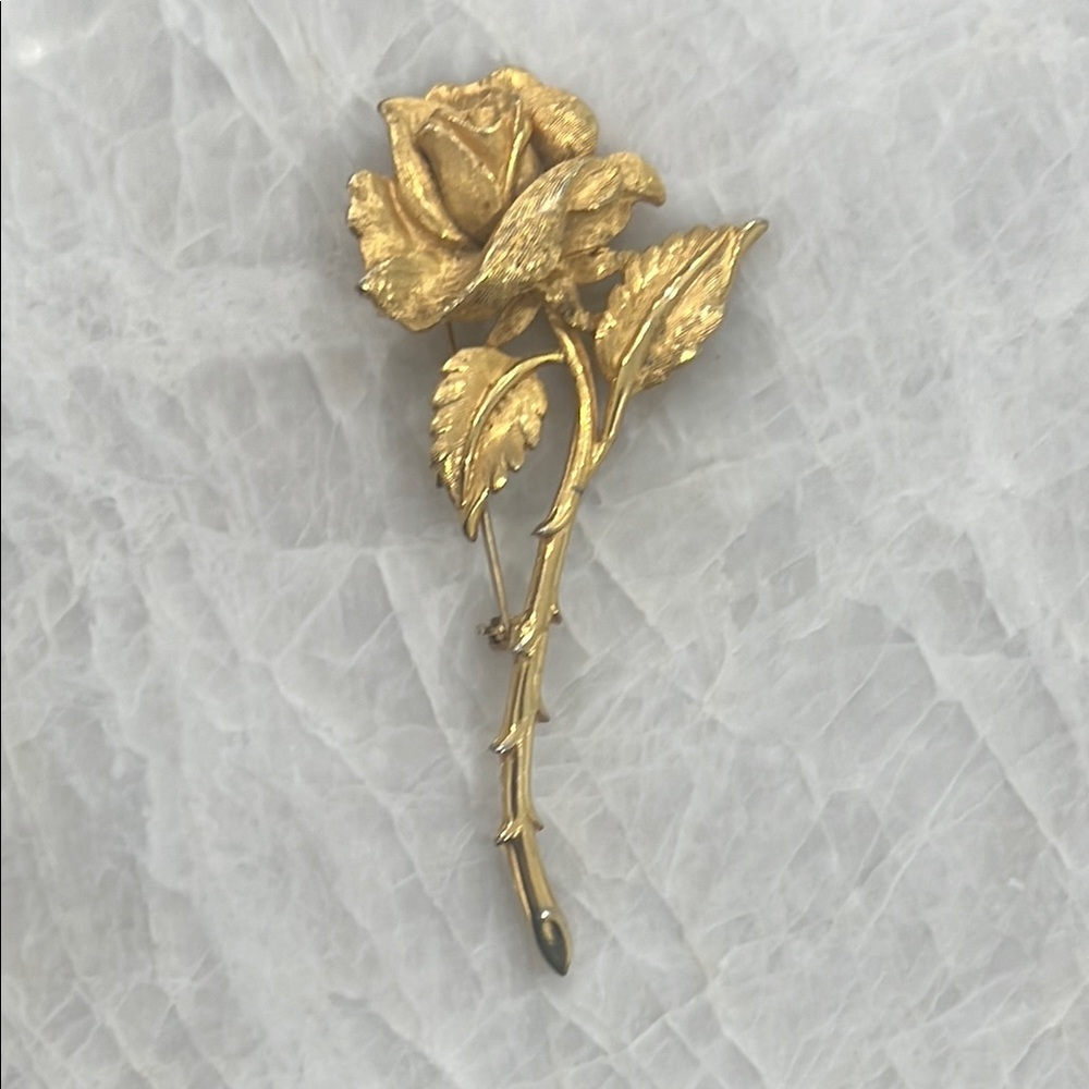 Gold Rose Brooch by Charel
